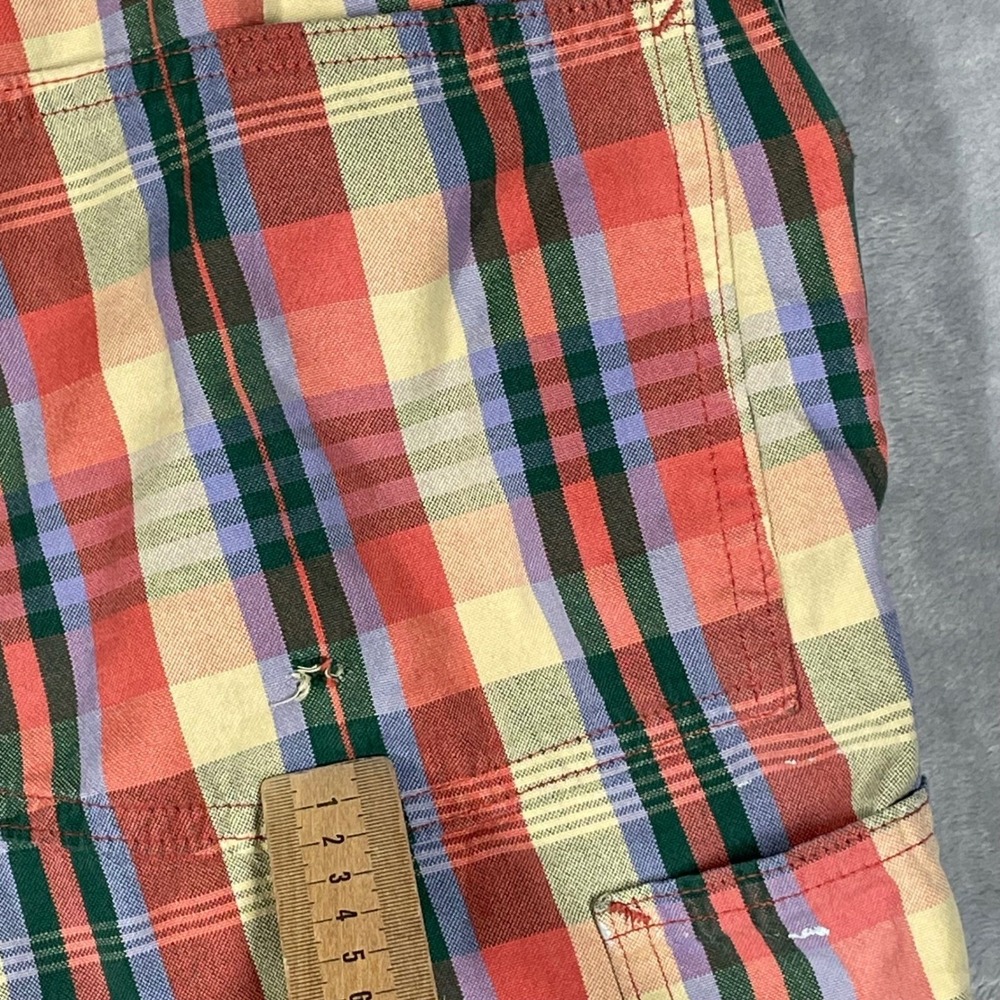 Vintage Polo Ralph Lauren Plaid Shorts Mens Metal Button Fly Cinch Back USA 34 - Picture 7 of 11